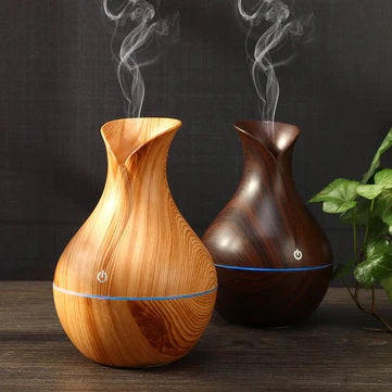 Vase Wood Air Humidifier-Light Wood and Dark Wood Colors-Ultrasonic Wood Air Humidifier – Elegant, Wood Design, Quiet & Relaxing.