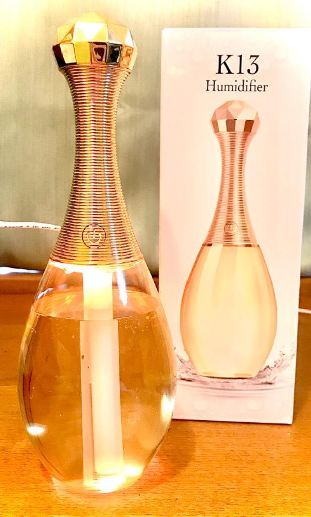 Vintage Perfume Bottle Air Humidifier–Lamp Air Humidifier-Bottle Air Humidifier Theme-Transparent ,Quiet, Gold Night Light .