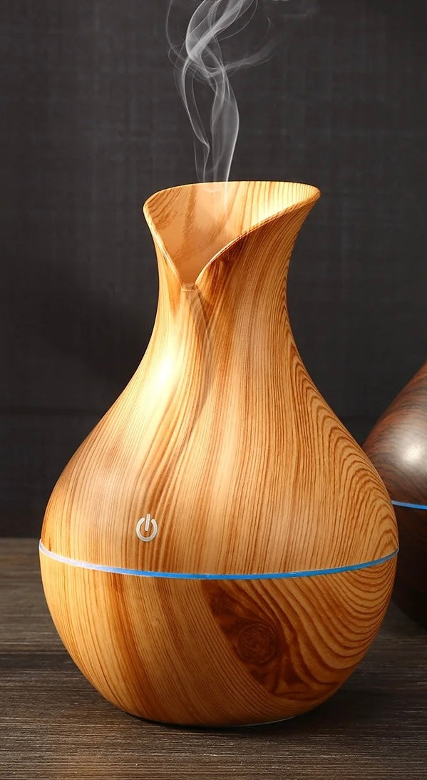 Vase Wood Air Humidifier-Light Wood and Dark Wood Colors-Ultrasonic Wood Air Humidifier – Elegant, Wood Design, Quiet & Relaxing.