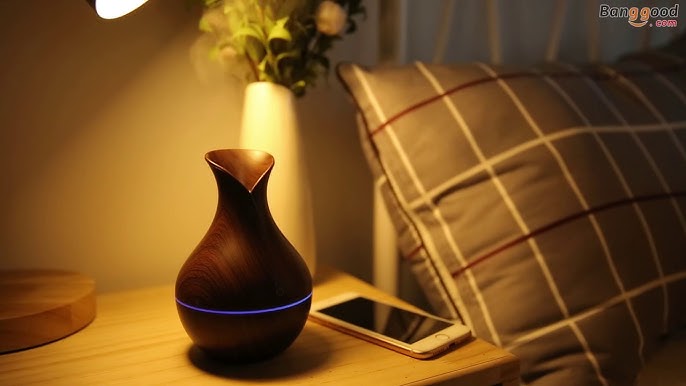 Vase Wood Air Humidifier-Light Wood and Dark Wood Colors-Ultrasonic Wood Air Humidifier – Elegant, Wood Design, Quiet & Relaxing.